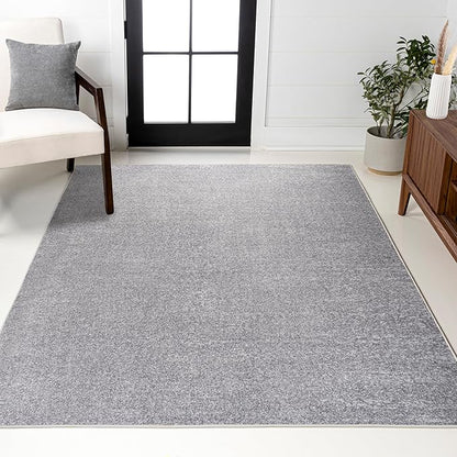 JONATHAN Y Haze Solid Low-Pile Gray Indoor Area Rug 9x12, Coastal,Bohemian,Minimalist,Classic, Easy-Cleaning for Living Room,Bedroom,Kitchen,Pet Friendly,Non-Shedding (SEU100A-9)