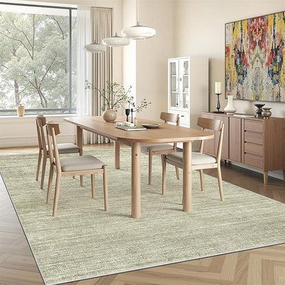Art&Tuft Washable Rugs 6x9, Low Pile Area Rugs for Living Room - Non Slip and Stain Resistant Soft Thin 6x9 Rug for Bedroom, Dining Room, Kitchen, Office, Green