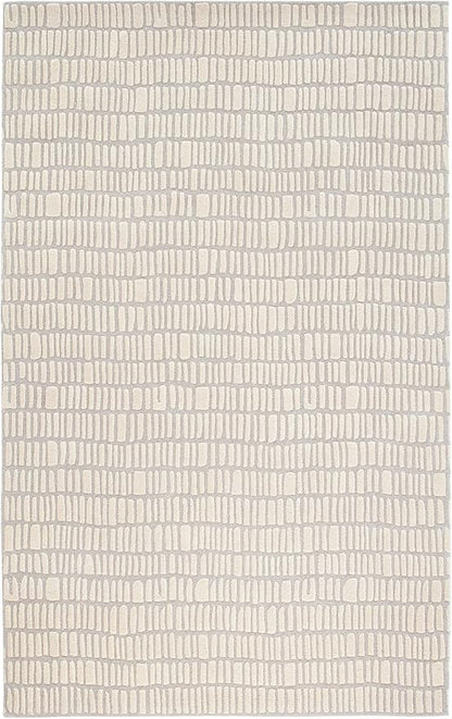 Dash and Albert Roark Wool Area Rug - 4' x 6' Ivory Geometric Hand Tufted Accent Rug - Durable, High Traffic Areas Hallway, Living Room, Stairs - Premium Luxury Hotel Quality Soft Breathable