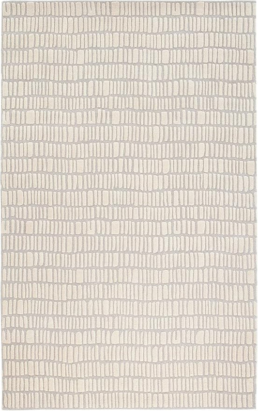 Dash and Albert Roark Wool Area Rug - 6' x 9' Ivory Geometric Hand Tufted Accent Rug - Durable, High Traffic Areas Hallway, Living Room, Stairs - Premium Luxury Hotel Quality Soft Breathable
