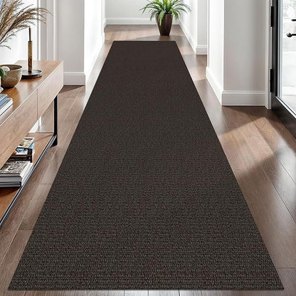 EARTHALL Washable Runner Rug 3x10 Ft Non Slip Runners for Hallways Long Cotton Rubber Backed Kitchen Runner Braided Indoor Floor Carpet Runners for Entryway, Hallway, Kitchen, Taupe/Coffee