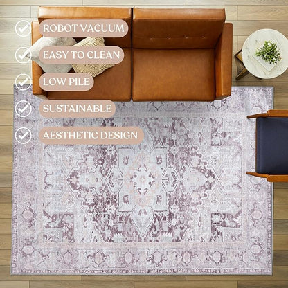 Washable Area Rug. Modern Farmhouse. Vintage. Turkish. Bohemian. Distressed. Oriental. Traditional. Rugs for Living Room. Dining. Bedroom. Office. Entryway. Foyer. (861PP, 2'5 x 9'8)