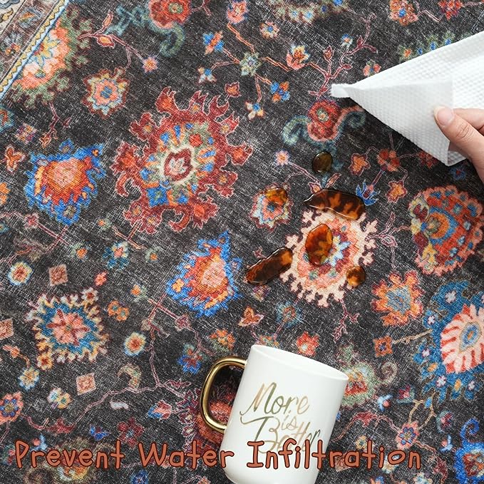 Rugcomf Runner Rug for Hallways Kitchen Rug Non Slip 2'6''x8' Washable Rugs with Rubber Backing Soft Carpet Runner for Hallways, Kitchen, Laundry, Bedroom, Bathroom (Dark Espresso)
