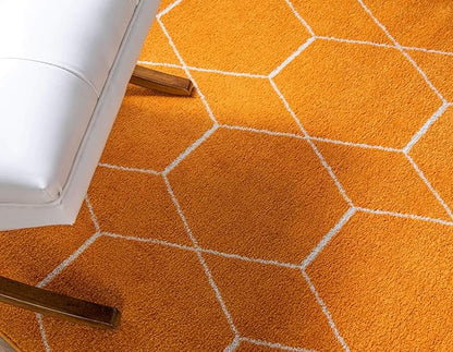 Unique Loom Trellis Frieze Collection Area Rug - Geometric (3' 3" x 5' 3", Orange/ Ivory)