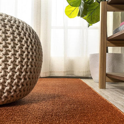 Eyely UES100M-210 Supersoft Haze Solid Low-Pile Indoor Runner Rug Casual;Contemporary;Solid;Traditional, Bedroom, Kitchen, Living Room, Easy-Cleaning, Non-Shedding, 2 X 10, Orange