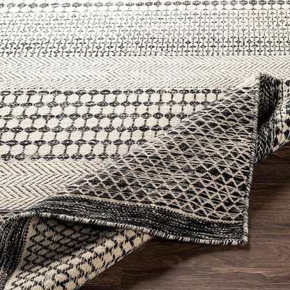 Mark&Day Wool Rugs, 9x12 Tervoort Global Black Area Rug, Blue Beige Carpet for Living Room, Bedroom or Kitchen (8'10" x 12')