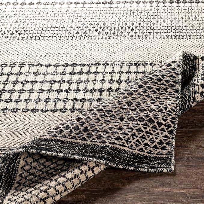 Mark&Day Wool Rugs, 4x6 Tervoort Global Black Area Rug, Blue Beige Carpet for Living Room, Bedroom or Kitchen (3'6" x 5'6")