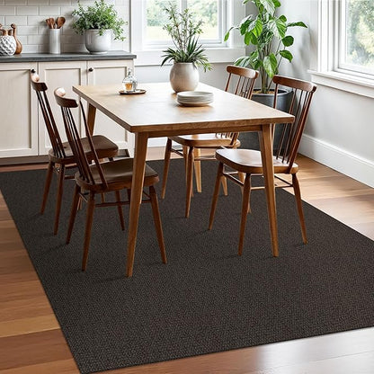 EARTHALL Washable Area Rugs 5x7 Ft Non Slip Living Room Rugs Cotton Rubber Backed Dining Room Rug Braided Bedroom Rugs Indoor Outdoor Floor Carpet for Living Room, Bedroom, Dining Room, Taupe/Coffee