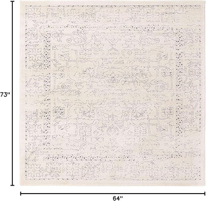 Unique Loom Isabella Collection Area Rug - Adjani (5' 4" Square, White/ Blue)