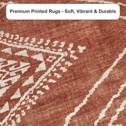 ReaLife Rugs Machine Washable Area Rug Runner - Living Room Bedroom Bathroom Kitchen Entryway Office - Padded Low Pile Stain Resistant Premium - Moroccan Diamond Tribal - Jax - Orange 3' x 5'