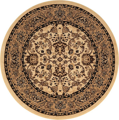 Unique Loom Sialk Hill Collection Area Rug - Washington (5' 1" Round Ivory/Black)
