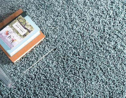 Unique Loom Solid Shag Collection Area Rug (10' x 13' 1" Rectangle Light Slate Blue)