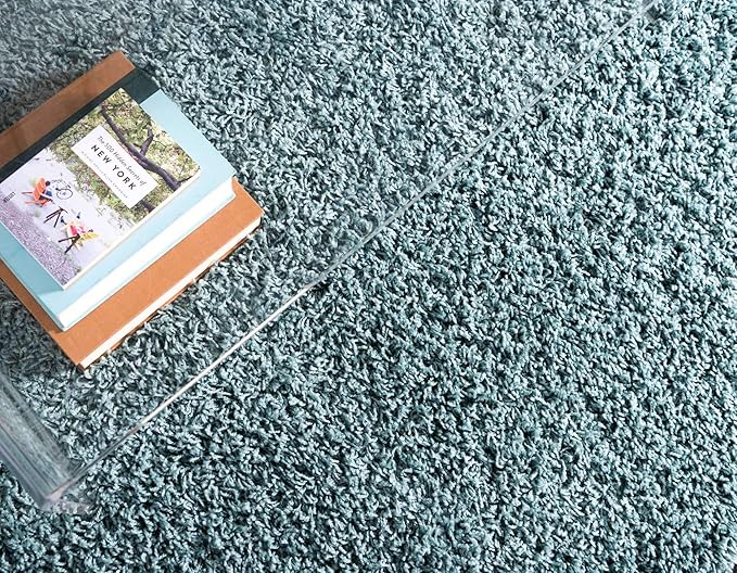 Unique Loom Solid Shag Collection Area Rug (3' 3" x 5' 3" Rectangle, Light Slate Blue)