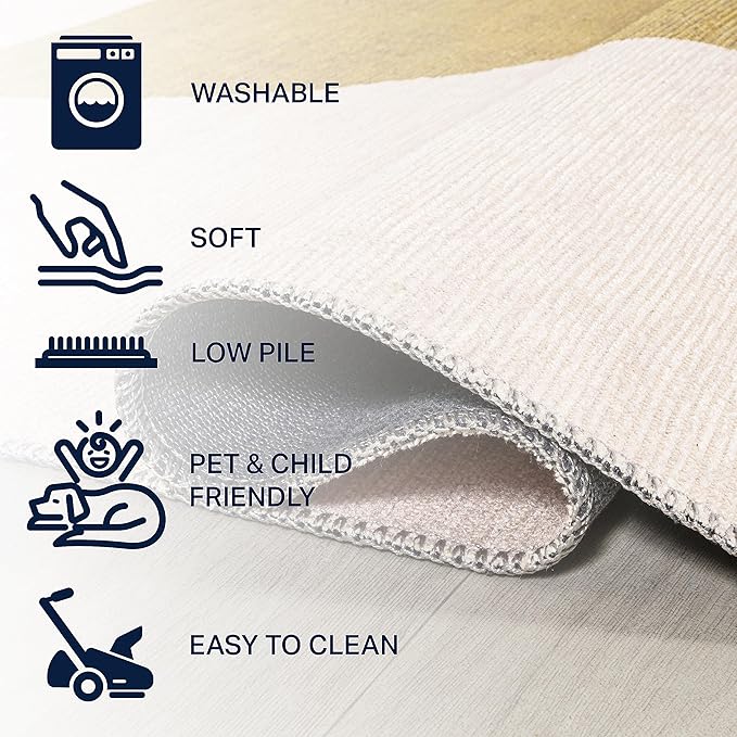 JONATHAN Y Machine Washable Cream/Moss Indoor Area Rug 8X10 ft, Luola Minimalist Geometric for Living Room, Bedroom, Kitchen, Office, Easy-Cleaning, High Traffic, Pet-Friendly, Non-Shedding WSH112A-8