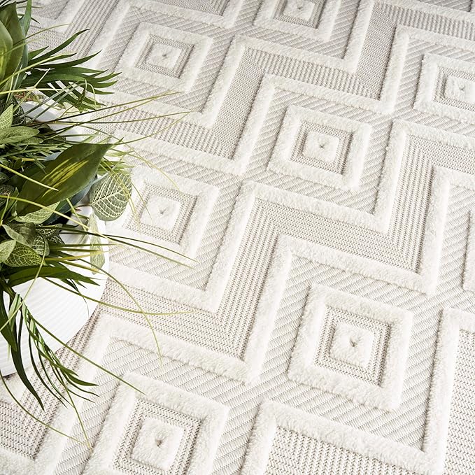 Nourison Home Versatile Ivory White 7' x 10' Area Rug - Easy Clean, Non Shedding, Bed Room, Living Room, Dining Room, Kitchen (7' x 10')