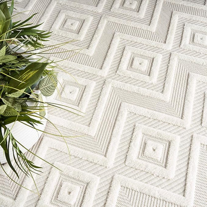 Nourison Home Versatile Ivory White 7' x 10' Area Rug - Easy Clean, Non Shedding, Bed Room, Living Room, Dining Room, Kitchen (7' x 10')
