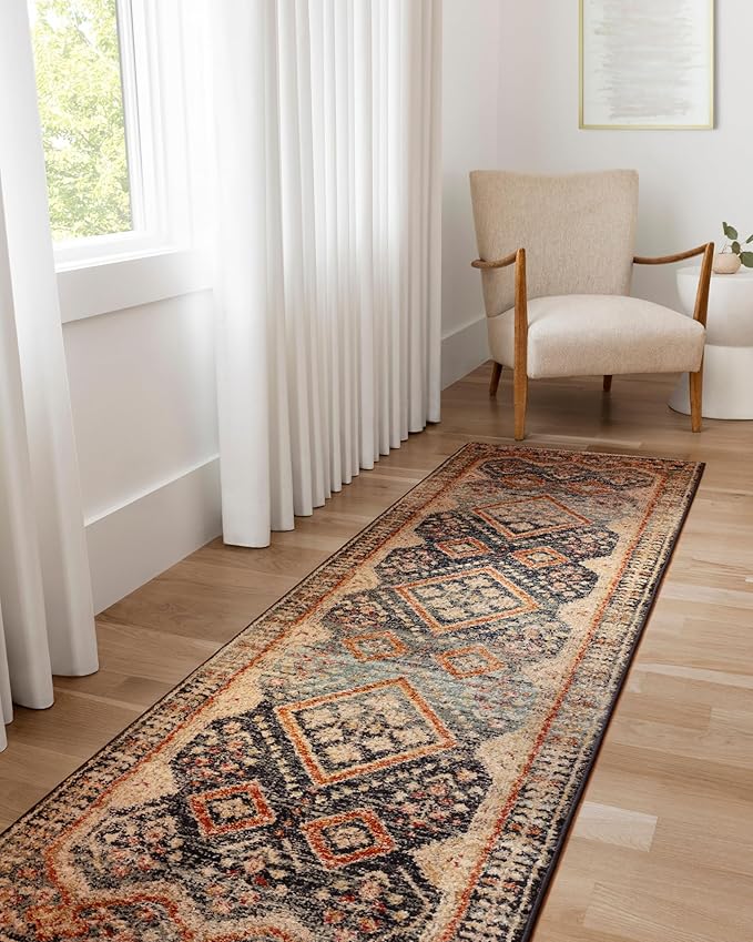 Loloi Jocelyn Collection JOC-05 Navy/Multi 2'-3" x 7'-6" .38" Thick Runner Rug