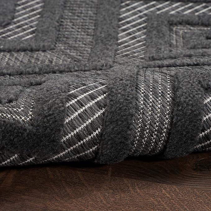 Nourison Home Versatile Charcoal Black 4' x 6' Area Rug - Easy Clean, Non Shedding, Bed Room, Living Room, Dining Room, Kitchen (4' x 6')