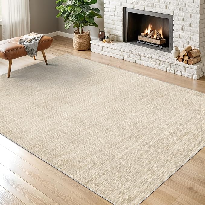 Valenrug Washable Rugs 5x7 - Non Slip 5x7 Area Rugs for Living Room, Stain Resistant Area Rugs for Bedroom, Foldable Machine Washable Area Rug(5'x7', Beige)