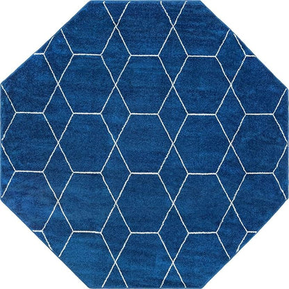 Unique Loom Trellis Frieze Collection Area Rug - Geometric (7' 10" Octagon, Navy Blue/ Ivory)