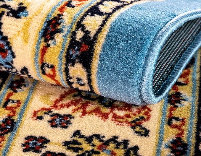 Unique Loom Sialk Hill Collection Area Rug - Washington (9' x 12' Rectangle Light Blue/Navy Blue)