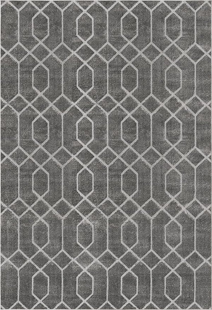 Unique Loom Glam Collection Area Rug - Trellis (6' 1' x 9' Rectangle, Gray Silver/ Silver)