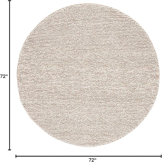SAFAVIEH Natura Collection Area Rug - 6' Round, Beige, Handmade Wool Blend, Textured Design, Ideal for Living Room, Bedroom, Dining Space (NAT620B)
