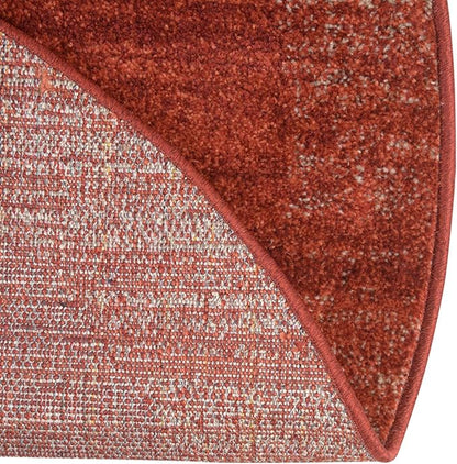 Rugs.com Angelica Collection Rug – 6 Ft Round Terracotta Medium Rug Perfect for Kitchens, Dining Rooms