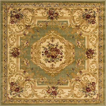 Rugs.com Chateau Collection Rug – 4 Ft Square Green Medium Rug Perfect for Living Rooms, Kitchens, Entryways