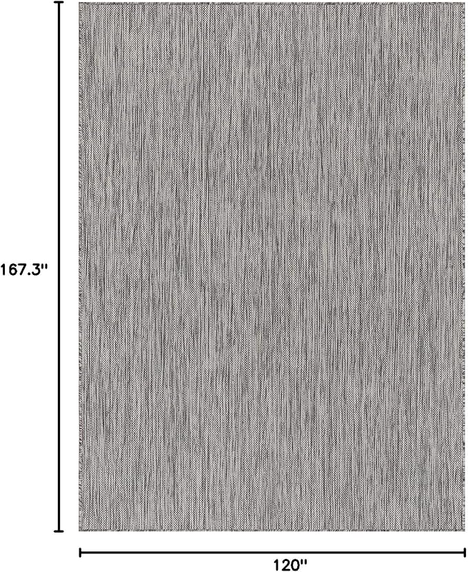 Beverly Rug Indoor Outdoor Rug 10x14, Washable Outside Carpet for Patio, Deck, Porch, Solid Modern Area Rug, Water Resistant, Silver Gray