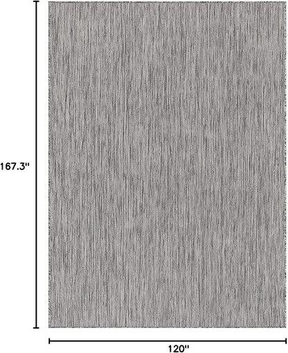 Beverly Rug Indoor Outdoor Rug 10x14, Washable Outside Carpet for Patio, Deck, Porch, Solid Modern Area Rug, Water Resistant, Silver Gray