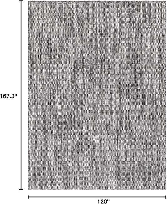 Beverly Rug Indoor Outdoor Rug 10x14, Washable Outside Carpet for Patio, Deck, Porch, Solid Modern Area Rug, Water Resistant, Silver Gray