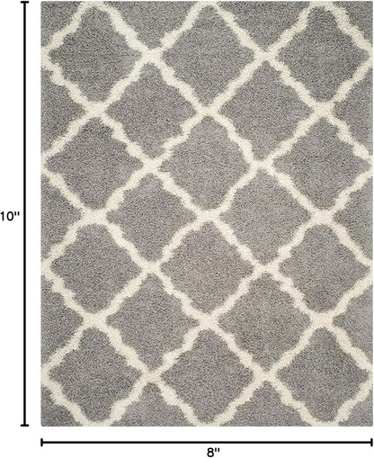 SAFAVIEH Area Rug 8x10 - Dallas Shag Collection - Large - Grey & Ivory, Trellis Pattern, Non-Shedding & Easy Cleaning, Plush Thick Pile, Ideal for Living Room, Bedroom, Dining Space (SGD257G)