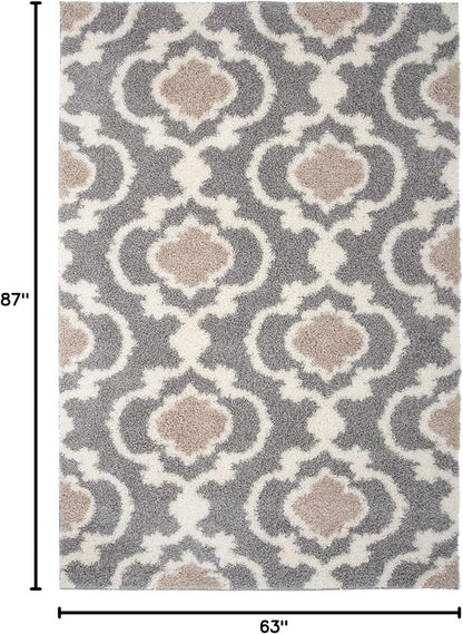 Rugshop Cozy Moroccan Trellis Gray/Cream 5'3" x 7'3" Indoor Shag Area Rug