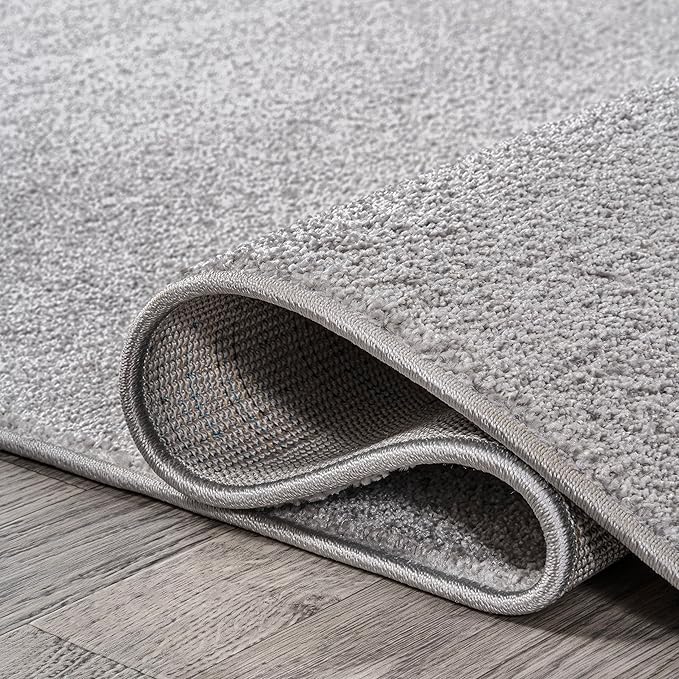 Eyely UES100K-216 Supersoft Haze Solid Low-Pile Indoor Runner Rug, Coastal, Bohemian, Minimalist, Classic, Casual for Bedroom,Kitchen,Living Room,Non Shedding,Easy-Washing, Gray, 2 X 16