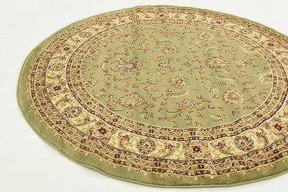 Unique Loom Voyage Collection Traditional Oriental Classic Intricate Design Area Rug (6' 0 x 6' 0 Round, Green/Ivory)