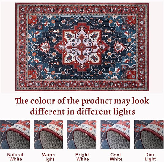 Tangsoo Red Vintage Small 2x3 Washable Rugs for Entryway Non-Slip Oriental Low Pile Rug for Front Door, Kitchen, Indoor, Accent Throw Small Area Rug, Door Mat for Entrance, Soft Boho Rug