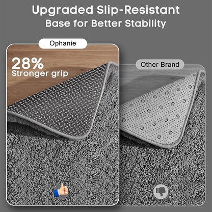 Ophanie 3x5 Rug, Bedside Preppy Dorm Area Rug, College Essentials Non Slip Grey Small Carpets for Bedroom, Anti Slip Fluffy Gray Living Room Rugs Home Decor Aesthetic, Nursery