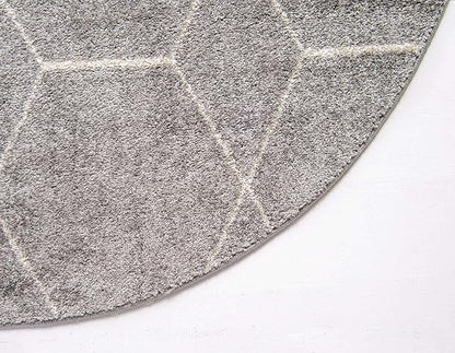 Unique Loom Trellis Frieze Collection Area Rug - Geometric (8' Round, Light Gray/ Ivory)