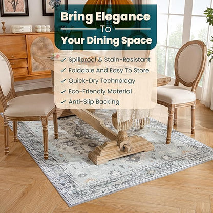 Istana 5x7 Area Rug - Blue Rugs for Living Room 5x7 - Foldable Rugs for Bedroom - Stain Resistant Washable Rug - Eco-Friendly Boho Area Rugs - Easy to Clean Living Room Rug