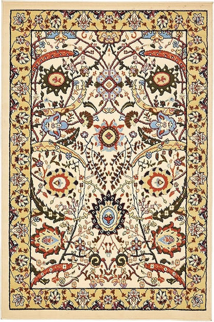 Unique Loom Espahan Collection Area Rug - Cape Cod (4' 1" x 6' 1" Rectangle, Cream/ Black)