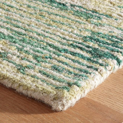 Dash and Albert x Kit Kemp Ladycross Wool Area Rug - 2.5' x 8' Runner Green Graphic Hand Hooked Accent Rug - Durable, High Traffic Living Room, Hallway, Stairs