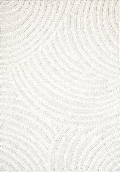 Abani Nomad Cream Tone-on-Tone Area Rug 6' x 9' for Living Room, Bedroom - Linear Curves Pattern - Durable & Easy to Clean