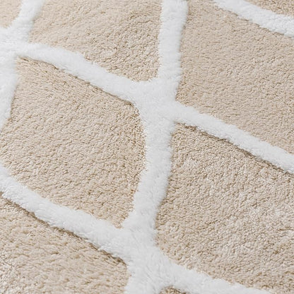 Ivory 5x7 Area Rug Moroccan Shag Living Room Washable Carpet Soft Non Shedding Neutral Boho Plush Pile Modern Large Throw Rug for Kitchen Dining Room Bedroom Office