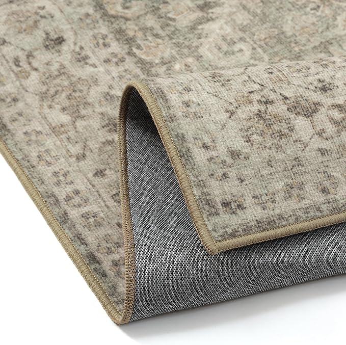 Brown 2x3 Entryway Rug Vintage Area Carpet Indoor Kitchen Washable Door Mat Entrance Small Low Pile Traditional Distressed Retro Accent Throw Rug Non Slip Office Bathroom
