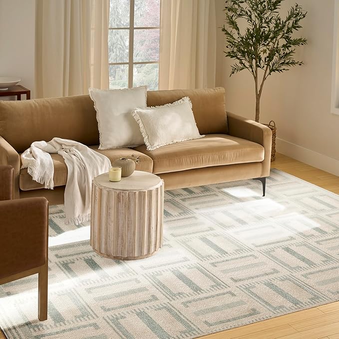 Nourison Home Nordic Ivory Blue 8' x 10' Area Rug - Easy Clean, Non Shedding, Bed Room, Living Room, Dining Room, Kitchen (8' x 10')