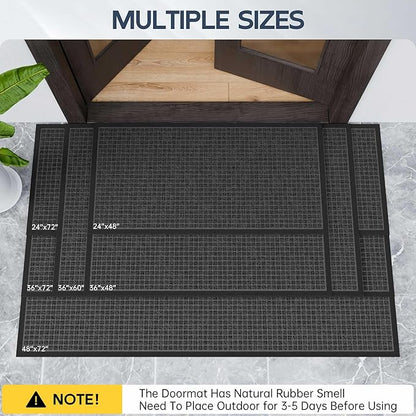 Amyracel Outdoor Indoor Door Mat for Entryway, 24"x72" All Season Weather Outside Door Mat, Low Pile Heavy Duty Rubber Backing Doormat, Stain and Fade Resistant, Inside Door Mats for Home Entry Floor