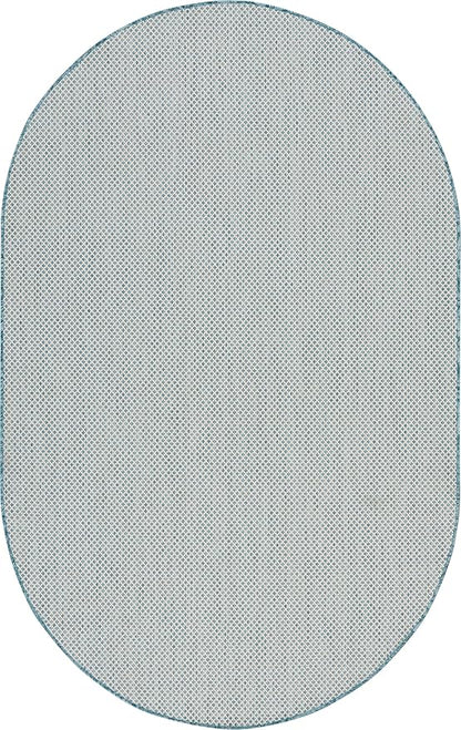Nourison Home Courtyard Ivory Aqua 5' x 8' Oval Area Rug - Easy Clean, Non Shedding, Bed Room, Living Room, Dining Room, Kitchen (5' x 8' Oval)