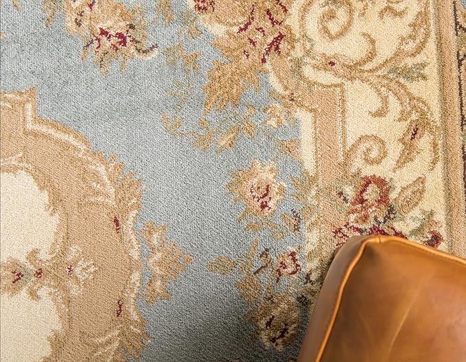 Rugs.com Chateau Collection Rug - 10 Ft Round Light Blue Medium Pile Rug