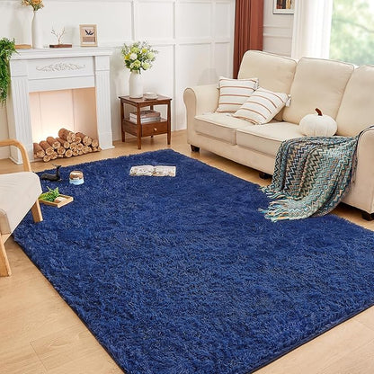 Andency 6x9 Area Rugs Navy,Large Shag Fluffy Soft Shaggy Rugs for Living Room Bedroom, Non-Slip Thick Plush Carpet for Kids Girls and Boys, Dorm Nursery Home Decor Aesthetic